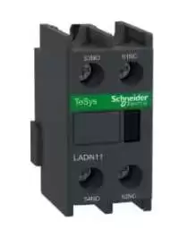 SCHNEIDER ELECTRIC, AUXILIARY CONTACT BLOCK, TeSys Deca, 1NO+1NC, FRONT MOUNT, 10A, 690V AC, IP20, LADN11