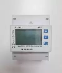 LUMEL, ENERGY METER, 3 PHASE, DIN RAIL MOUNT, DIRECT CONNECTED 100A, VOLTAGE I/P: 400V L-L, SELF POWERED, WITH RS485, 2 PULSE OUTPUTS, 2 DIGITAL INPUTS, OLD NMID30-2, NR33 M0