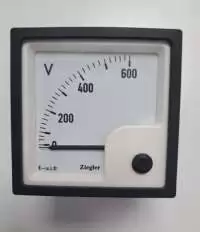 ZIEGLER, ANALOG VOLTMETER, 72x72mm, 0-600V AC, CL 1.5, 90 DEG, EQ72