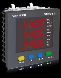 VERITEK DIGITAL MULTIFUNCTION METER 0-5A WITH RS485, 90-270V AC/DC, 50/60 Hz, VIPS 60C