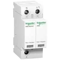 SCHNEIDER ELECTRIC, SURGER ARRESTER, DIN RAIL MOUNT, 1P+N, WITH PLUGABLE CARTIDGE, 40kA, 230/400V AC, 50/60 Hz, A9L40501