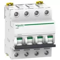 SCHNEIDER ELECTRIC, MCB, Acti9, iC60N, 4P, 63A, 10kA, 380...415V AC, 50/60 Hz, A9F74463