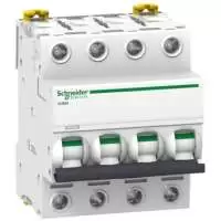 SCHNEIDER ELECTRIC, MCB, iC60H, 4P, 10A, 15kA, 380-415V AC, 50/60 Hz, 25012, A9F84410