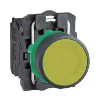 SCHNEIDER ELECTRIC, HARMONY XB5, PUSH BUTTON, YELLOW, SPRING RETURN, 1NO, IP66 CONFORMING TO IEC 60529, XB5AA51
