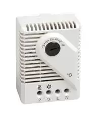 STEGO, MECHANICAL THERMOSTAT, FZK 011, DIN RAIL MOUNT, DUAL CONTACT NC+NO, 40 TO 140 DegF, 120V AC, IP 20, 01170.9-00