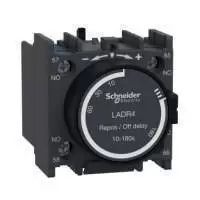 SCHNEIDER ELECTRIC, TIME DELAY AUXILIARY CONTACT BLOCK, TeSys Deca, CONTACT 1NO+1NC, OFF DELAY, 10-180s, 690V AC, IP 20, LADR4
