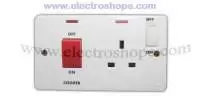 Tenby - Switch 1 Gang DP Switch with neon White 45A + 13A Switch Socket 250V 6x3 738075  7775