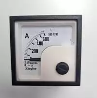 ZIEGLER, ANALOG AMMETER, 48x48mm, 600/5A, x2, 1200A, CL 1.5, 90 DEG, EQ48