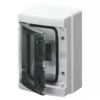 GEWISS, WALL ENCLOSURE, OUTER DIMENSIONS: 143x210x100mm, RATED VOLTAGE: 400V, RATED CURRENT: 125A, COLOR: GREY RAL 7035, IP65, GW40101