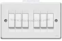 Tenby - Switch 6 Gang 2 Way White 10A 250V 738062  7762