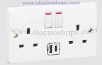Tenby - Socket  2 Gang - Switched + type A   C USB charger 3000mA 13A 250V 738143